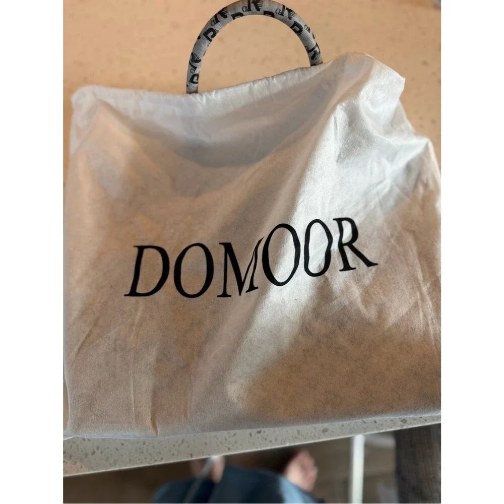 Domoor of Denmark Designer Monogram Tan Black Tote Bag Vegan Leather w/Dust Bag